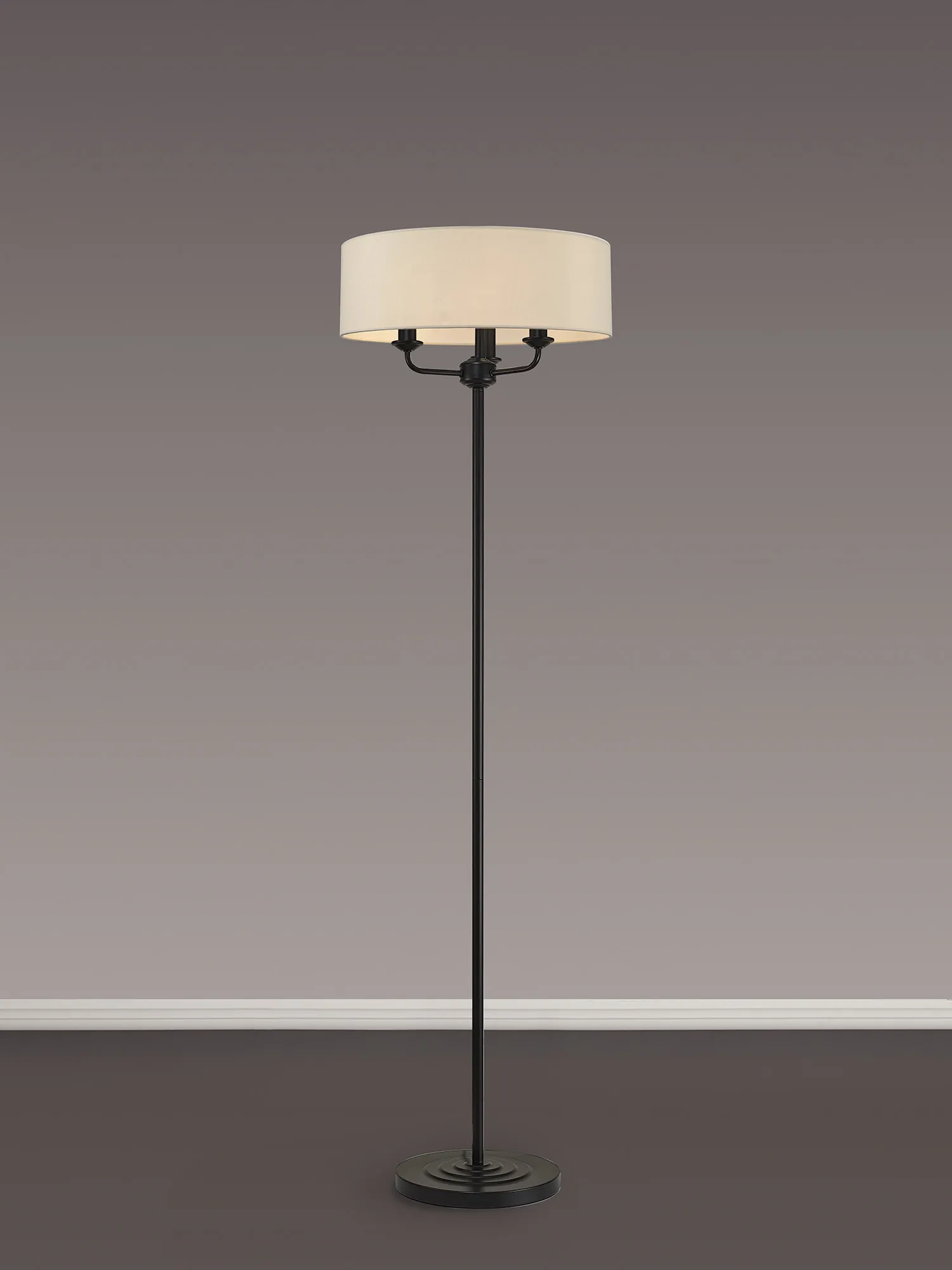 Banyan 45cm 3 Light Floor Lamp Matt Black, Nude Beige DK1057  Deco Banyan MB NU